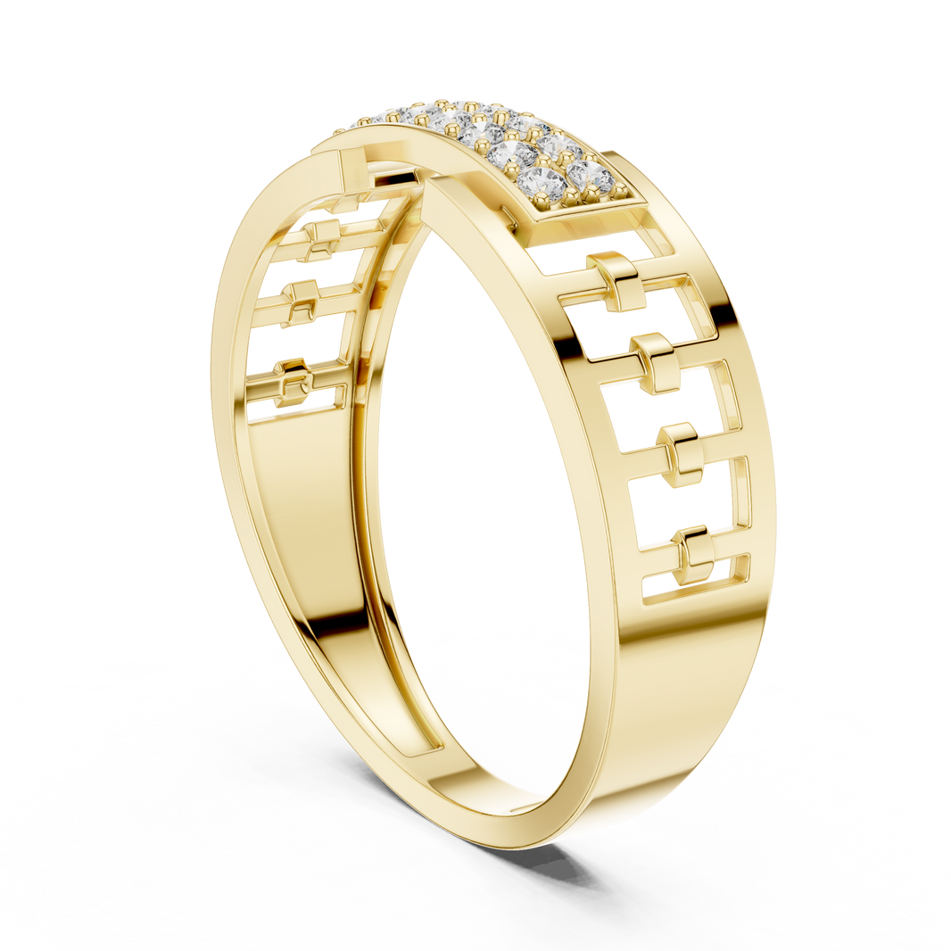 Men's Double-Row Pavé Plaque Openwork Moissanite Band in yellow 925 sterling silver, view 1