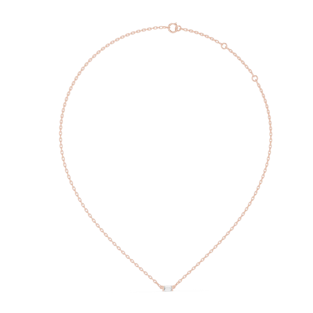 East-West Baguette Moissanite Bar Pendant in rose 925 sterling silver, view 1
