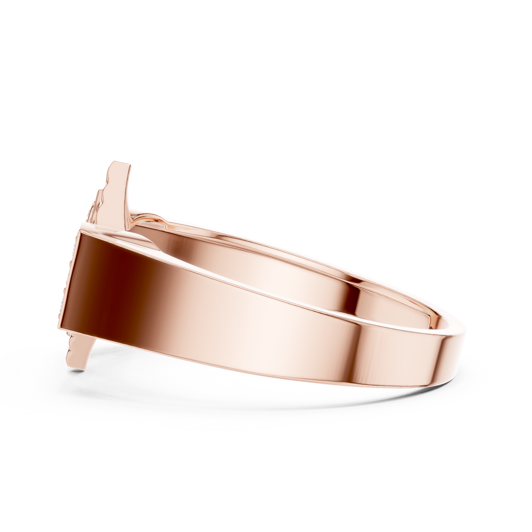 Men's Pavé Rhombus Wide Moissanite Band in rose 925 sterling silver, view 3