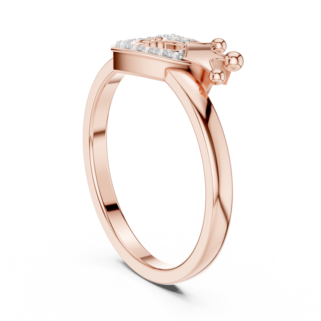 Crowned Heart Pavé Moissanite Ring in rose 925 sterling silver, view 1