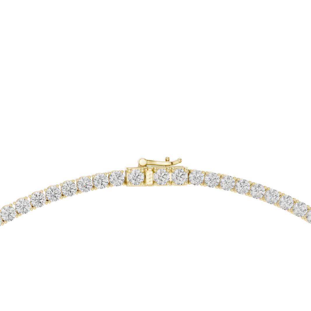 4mm Round Tennis Necklace in yellow 925 sterling silver, view 4