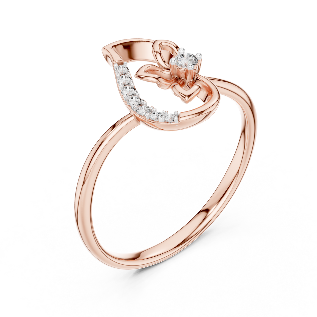 Paisley Swirl Moissanite Ring in rose 925 sterling silver, view 2