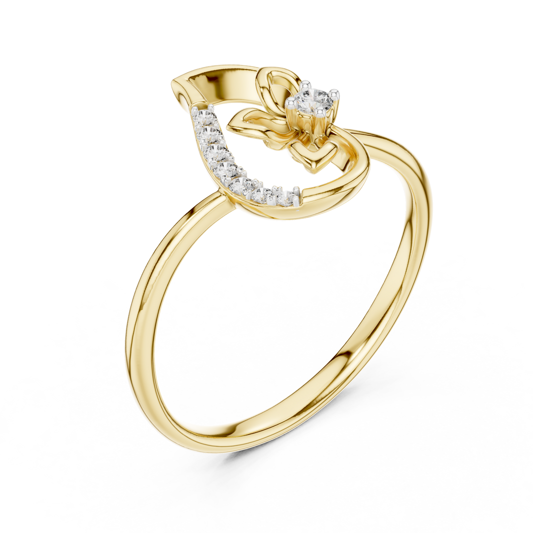 Paisley Swirl Moissanite Ring in yellow 925 sterling silver, view 2