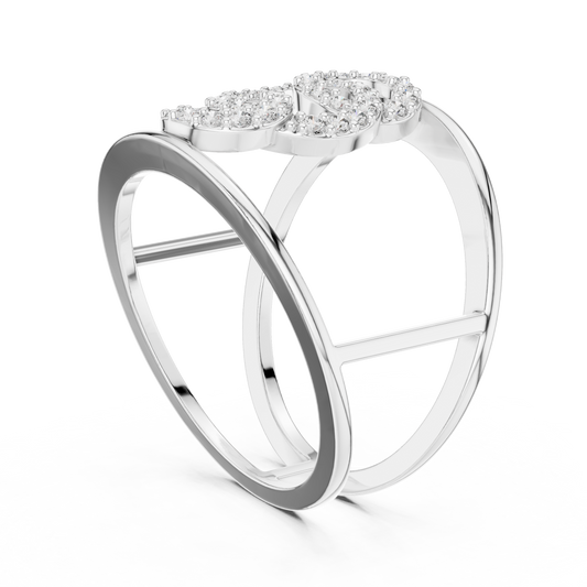 Interlocking Circles Cage Moissanite Ring in white 925 sterling silver, view 1