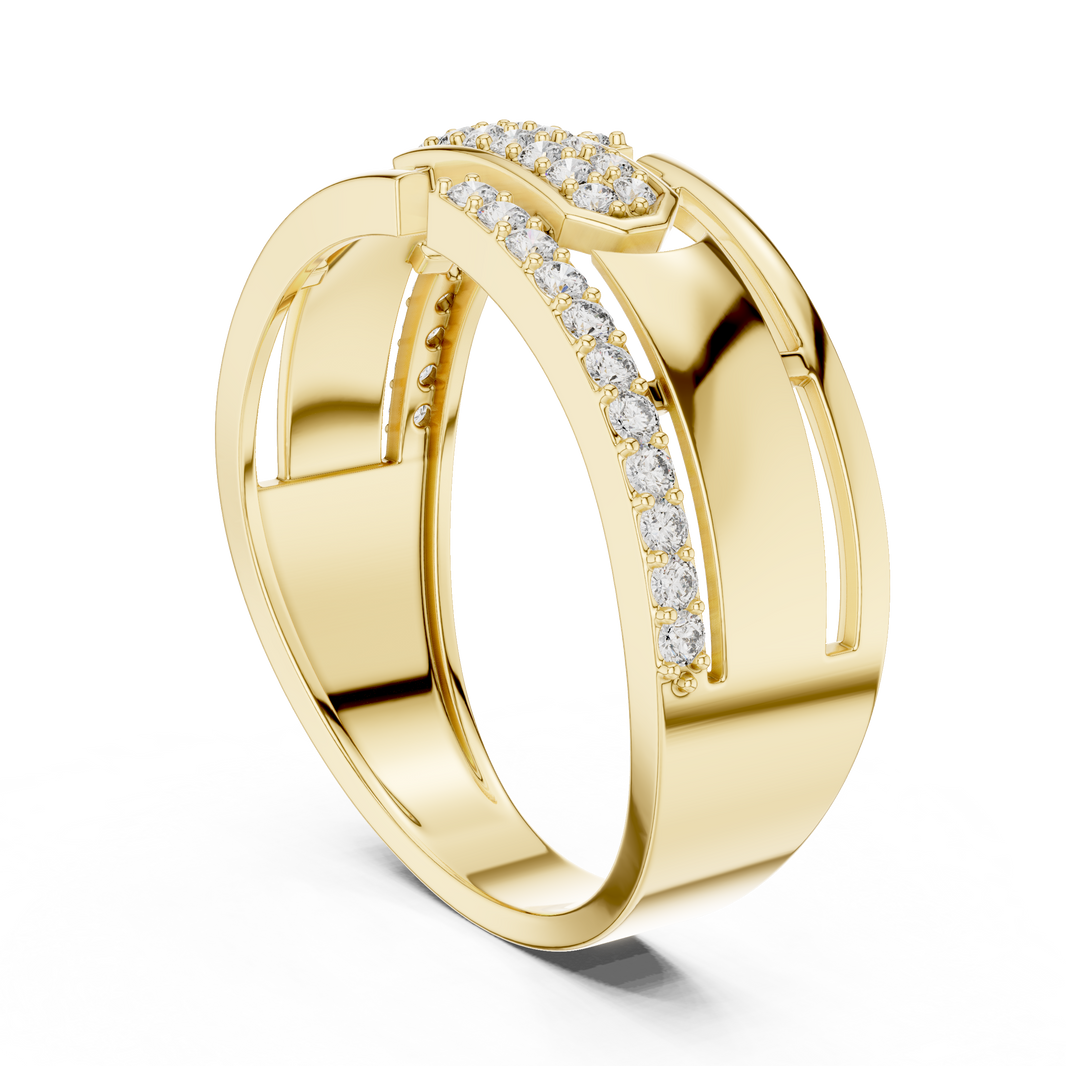 Openwork Multi-Row Pavé Moissanite Band in yellow 925 sterling silver, view 1