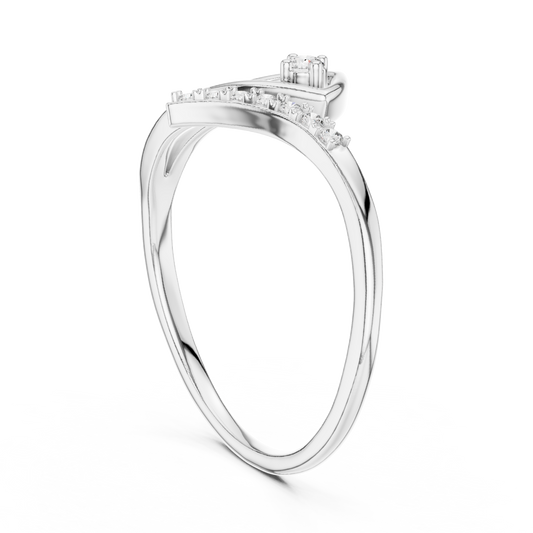 Angular Bypass Moissanite Ring in white 925 sterling silver, view 1