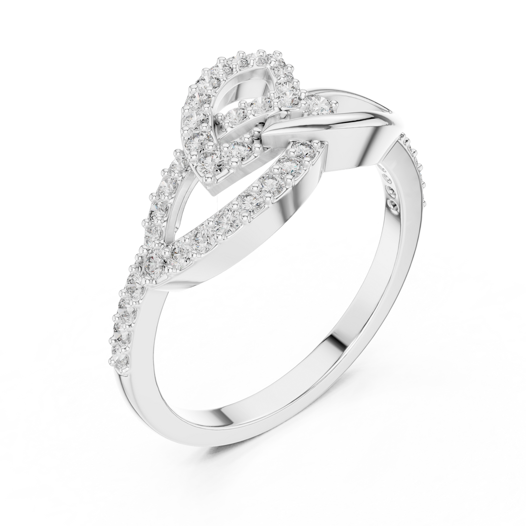 Interlaced Leaf Crossover Moissanite Ring in white 925 sterling silver, view 2