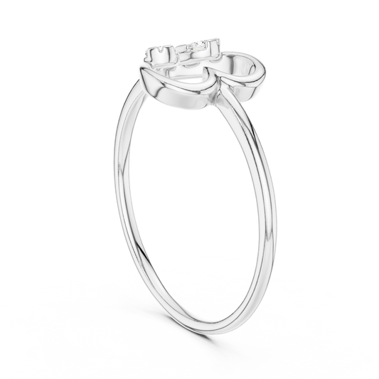 Sideways Heart Cluster Moissanite Ring in white 925 sterling silver, view 1