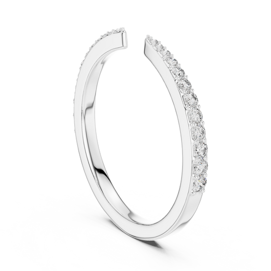 Open Cuff Pavé Moissanite Ring in white 925 sterling silver, view 1