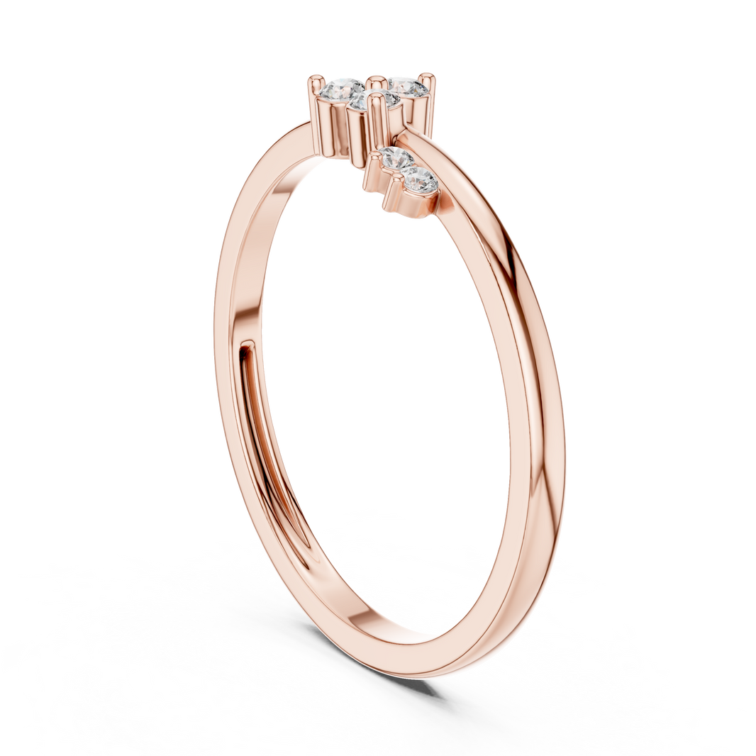 Trefoil Cluster Moissanite Ring with Side Accents in rose 925 sterling silver, view 1