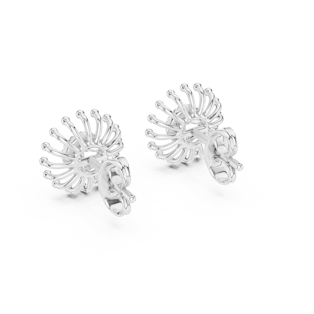 Moissanite Starburst Stud Earrings in white 925 sterling silver, view 3
