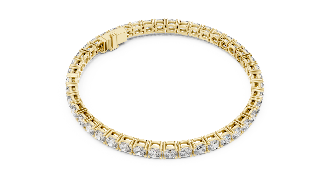 Square Cushion Cut Moissanite Tennis Bracelet in yellow 925 sterling silver, view 3