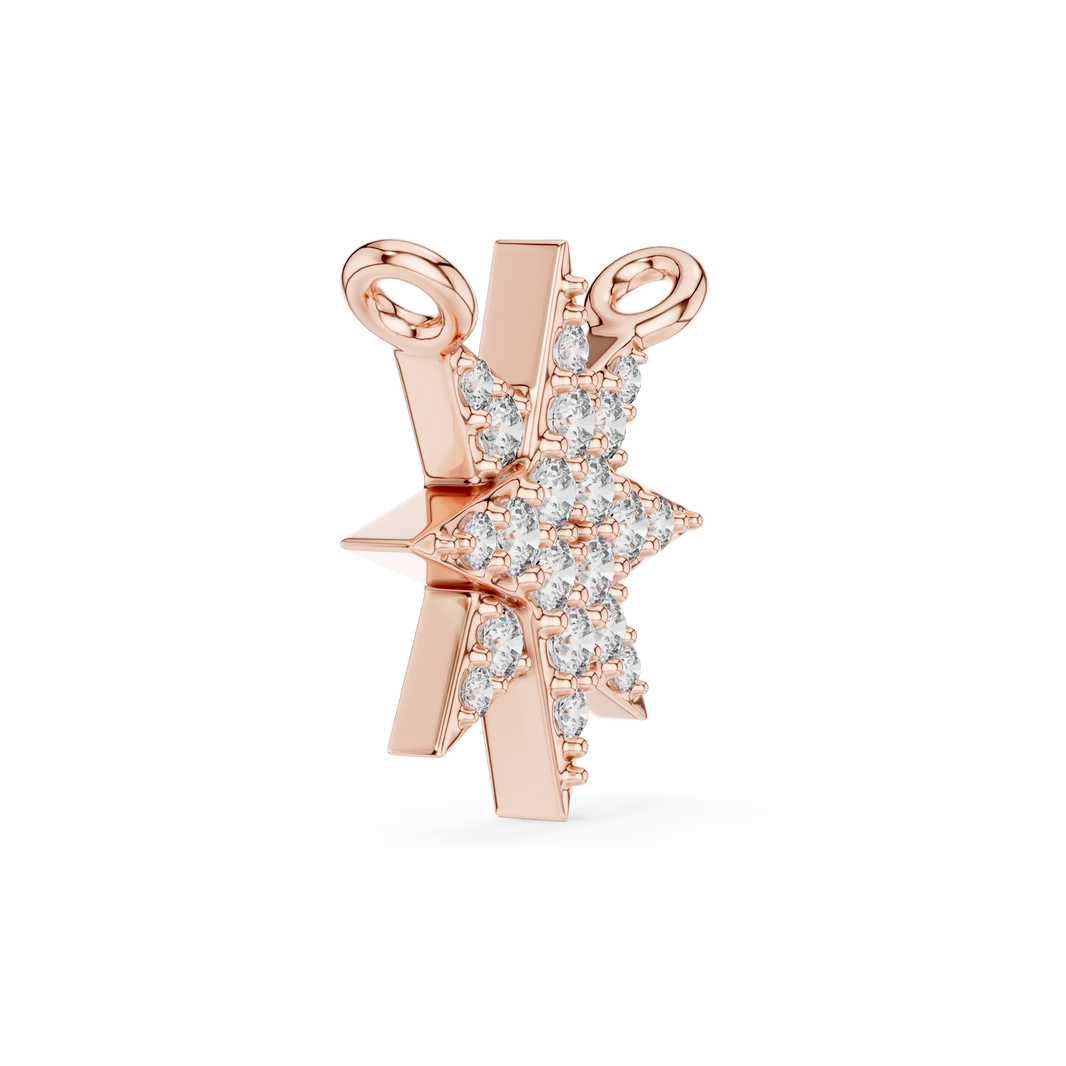 Starburst Pavé Moissanite Pendant in rose 925 sterling silver, view 3