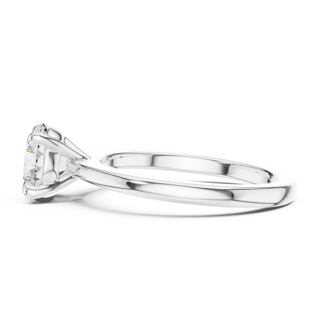 Round Solitaire Moissanite Engagement Ring in white 925 sterling silver, view 3