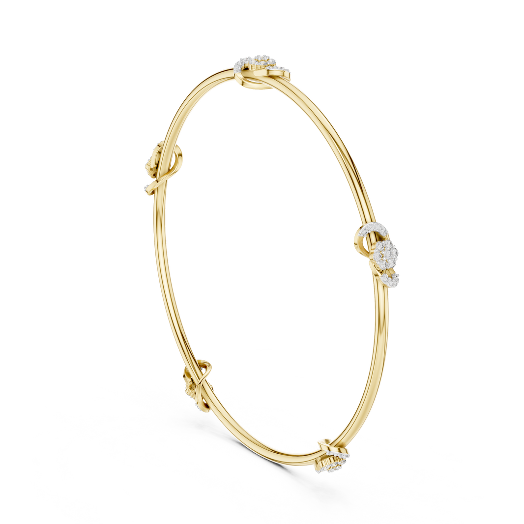 Petite Cluster Station Moissanite Bangle in yellow 925 sterling silver, view 1