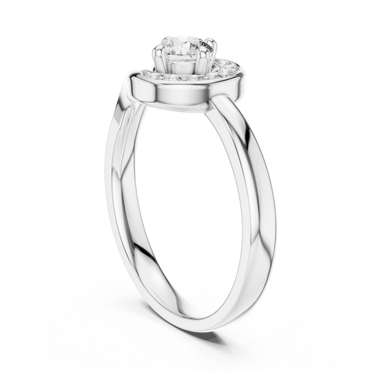 Swirl Halo Moissanite Ring in white 925 sterling silver, view 1