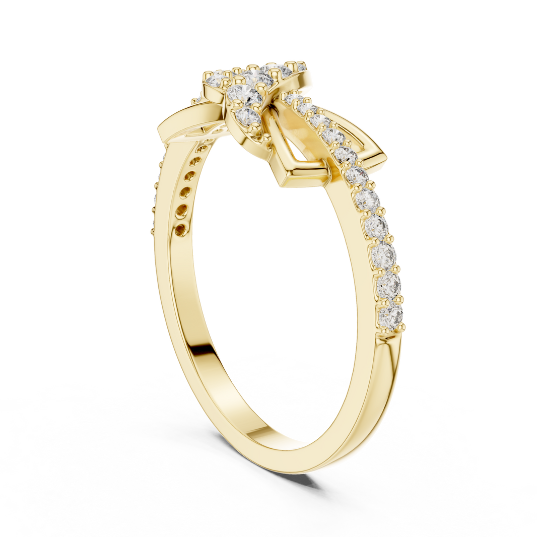 Infinity Bow Pavé Moissanite Ring in yellow 925 sterling silver, view 1