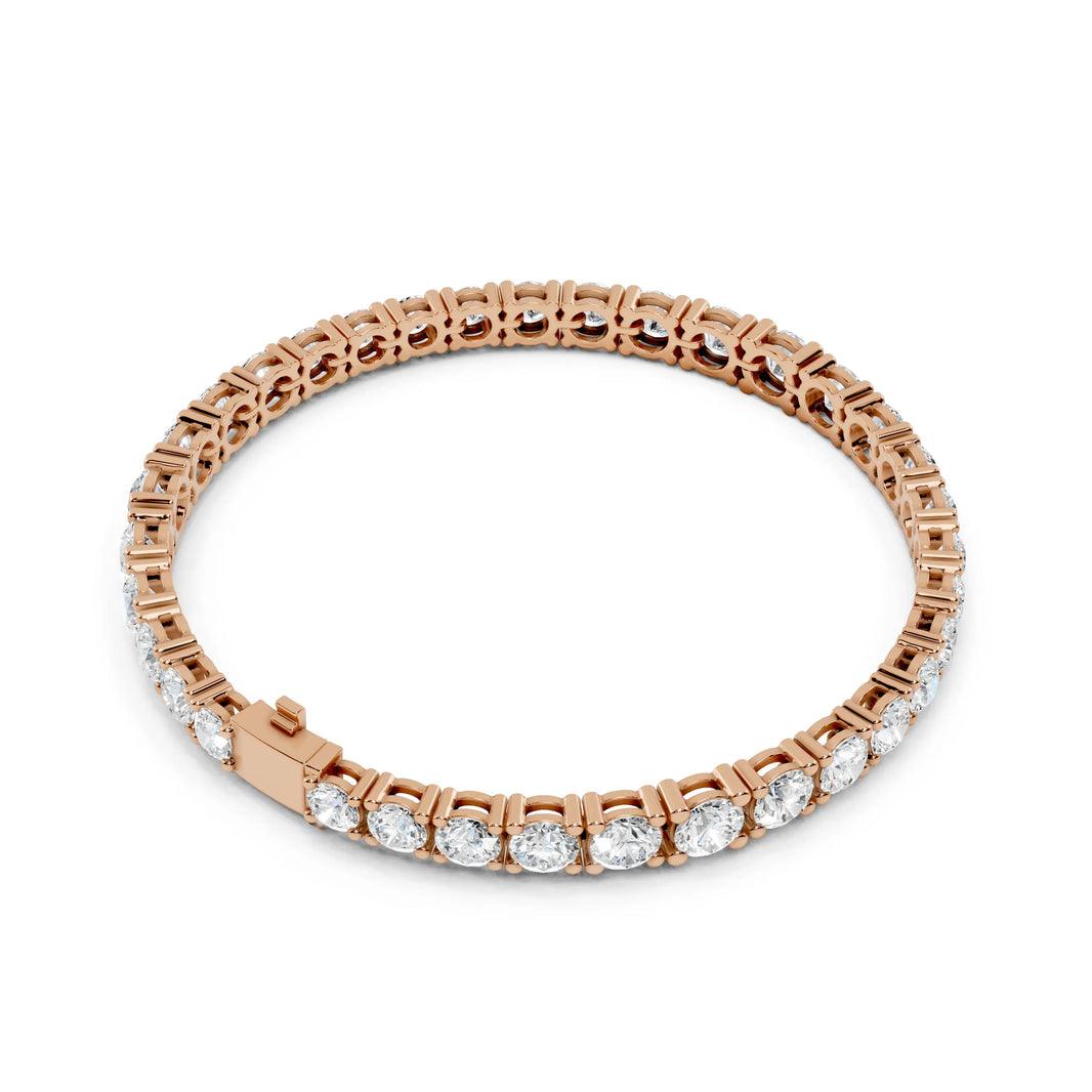 Graduated Round Moissanite Tennis Bracelet in rose 925 sterling silver, view 3