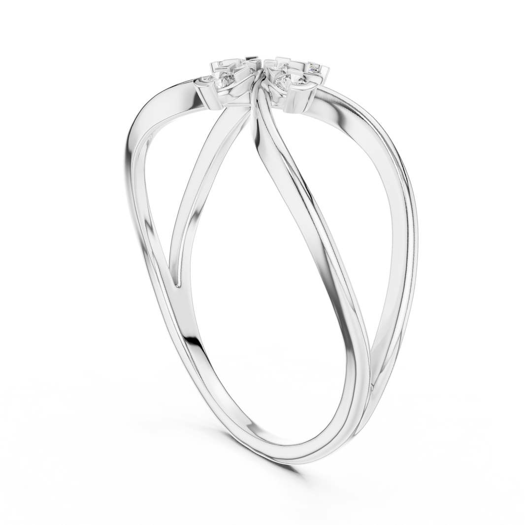 Infinity Flower Moissanite Ring in white 925 sterling silver, view 1