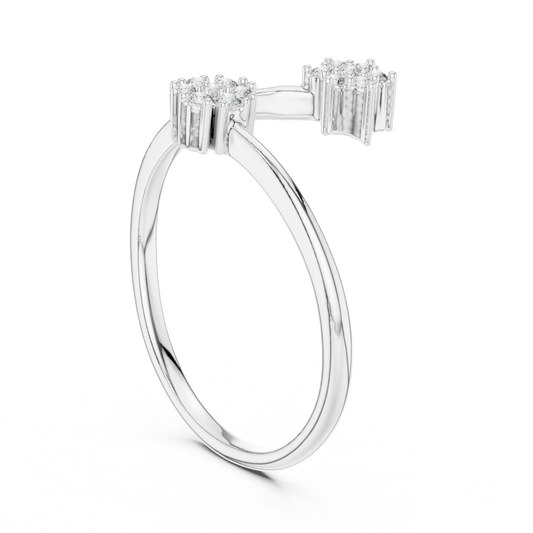 Toi et Moi Cluster Moissanite Open Ring in white 925 sterling silver, view 1
