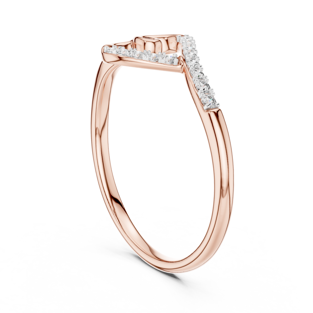 Open Heart Swirl Moissanite Ring in rose 925 sterling silver, view 1