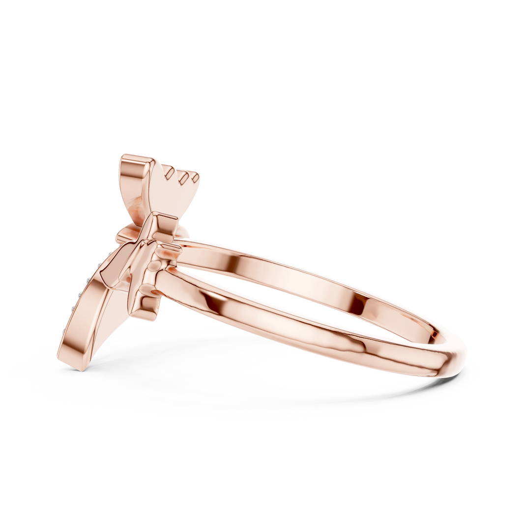 Butterfly Bypass Moissanite Open Ring in rose 925 sterling silver, view 3