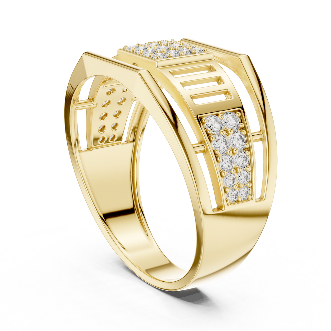 Men's Square Pavé Panel Cage Moissanite Band in yellow 925 sterling silver, view 1
