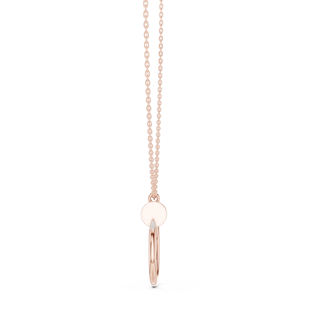 Pavé Nail Open Circle Moissanite Pendant in rose 925 sterling silver, view 3