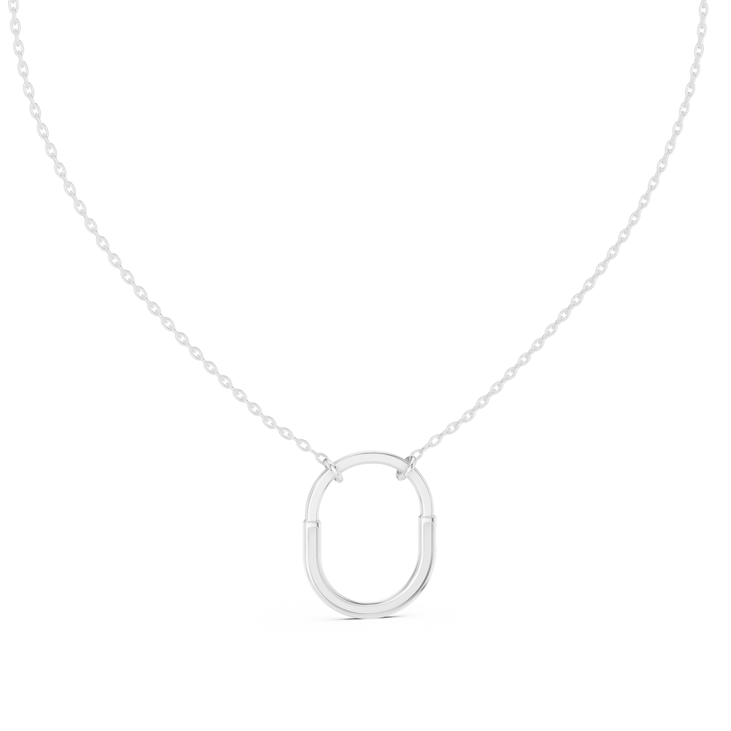 Pavé U Lock Moissanite Pendant in white 925 sterling silver, view 4