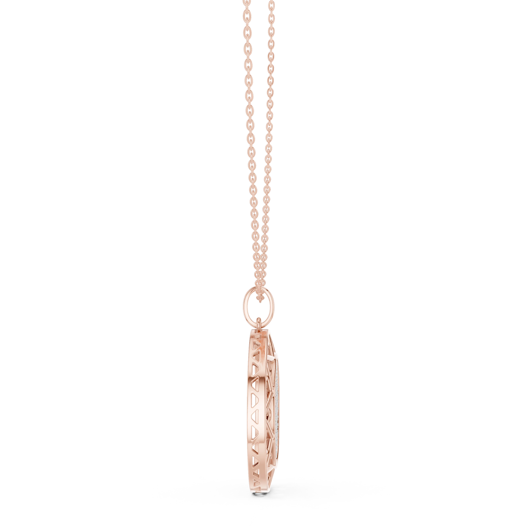 Pavé Disc Medallion Moissanite Pendant in rose 925 sterling silver, view 3