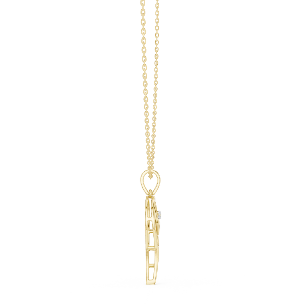 Angel Wing Heart Moissanite Pendant in yellow 925 sterling silver, view 3