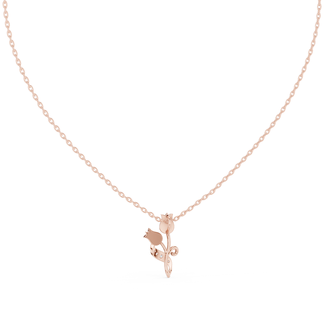 Pavรฉ Tulip Moissanite Pendant in rose 925 sterling silver, view 4