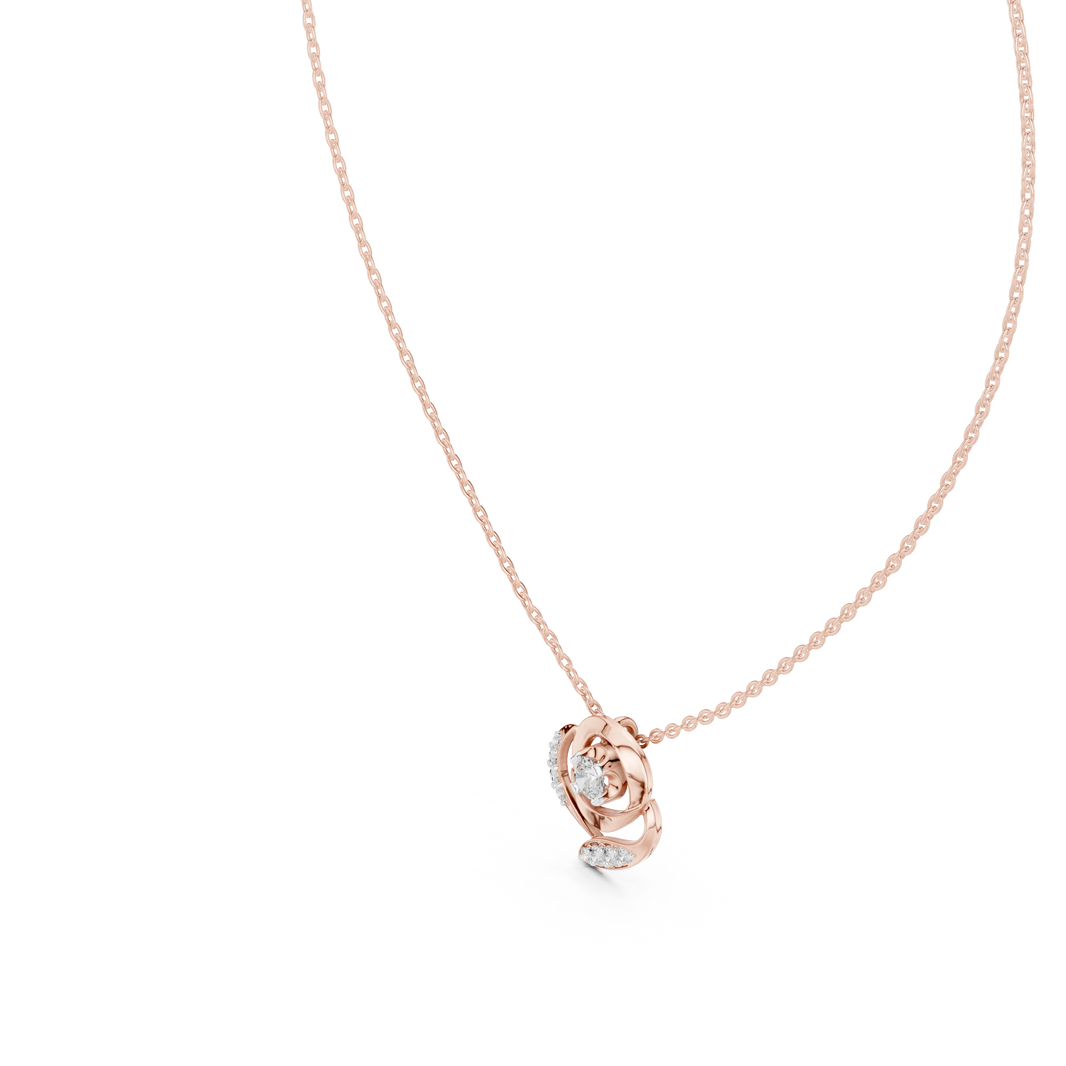 Swirl Rose Moissanite Pendant in rose 925 sterling silver, view 2