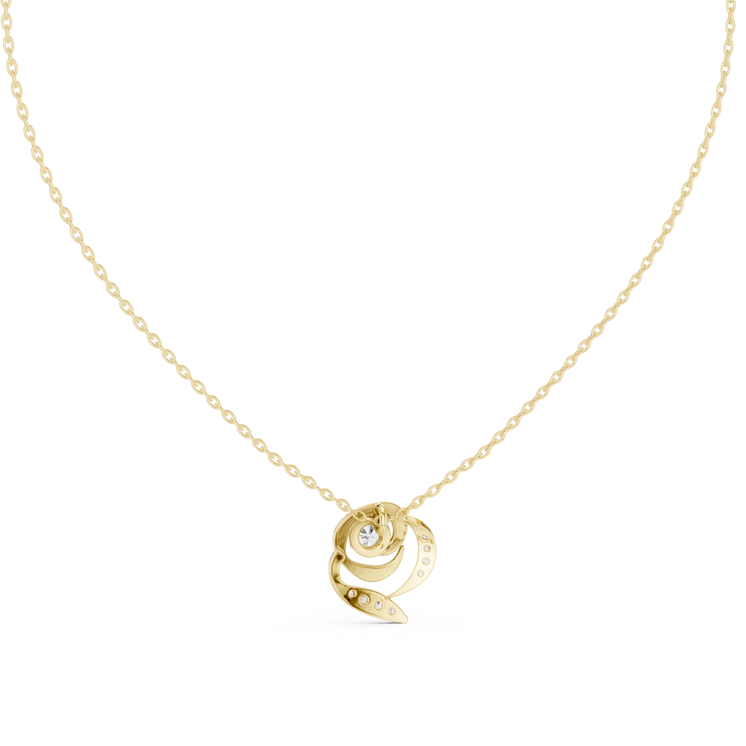 Swirl Rose Moissanite Pendant in yellow 925 sterling silver, view 4