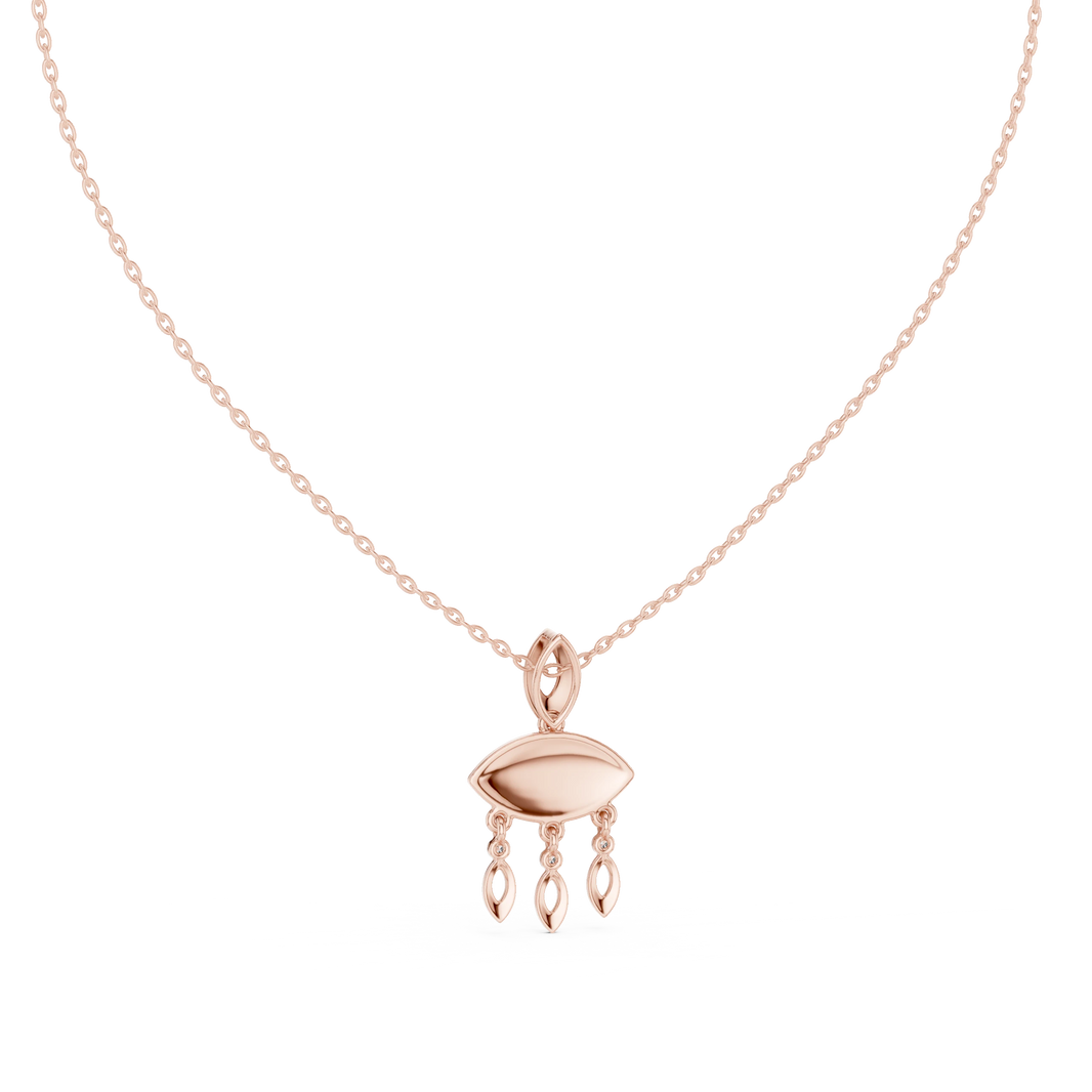 Evil Eye Marquise Drop Moissanite Pendant in rose 925 sterling silver, view 4