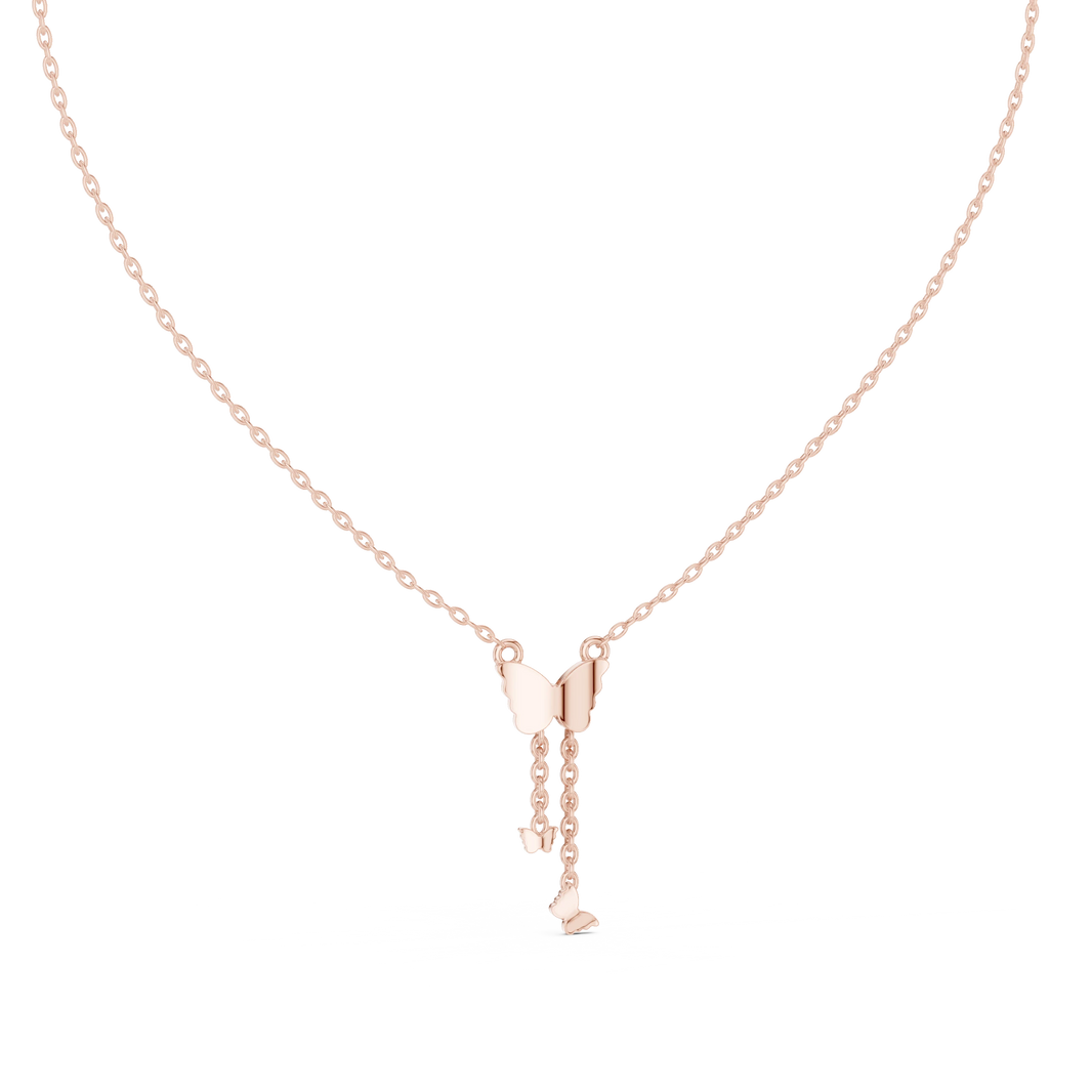 Pavé Butterfly Drop Moissanite Pendant in rose 925 sterling silver, view 4