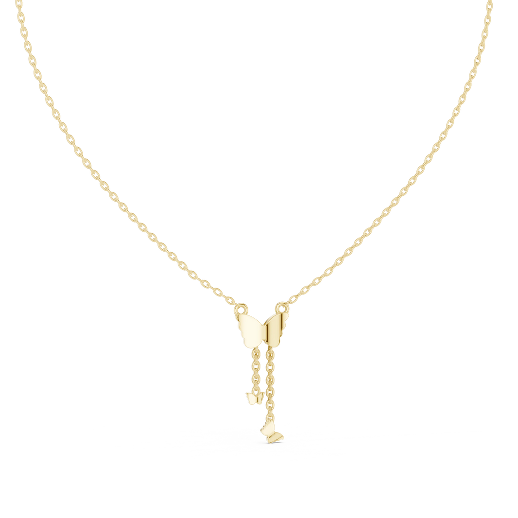 Pavé Butterfly Drop Moissanite Pendant in yellow 925 sterling silver, view 4