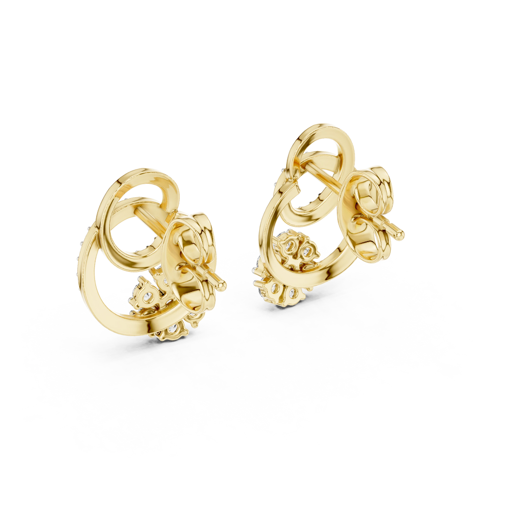 Interlocking Circles Moissanite Cluster Stud Earrings in yellow 925 sterling silver, view 3