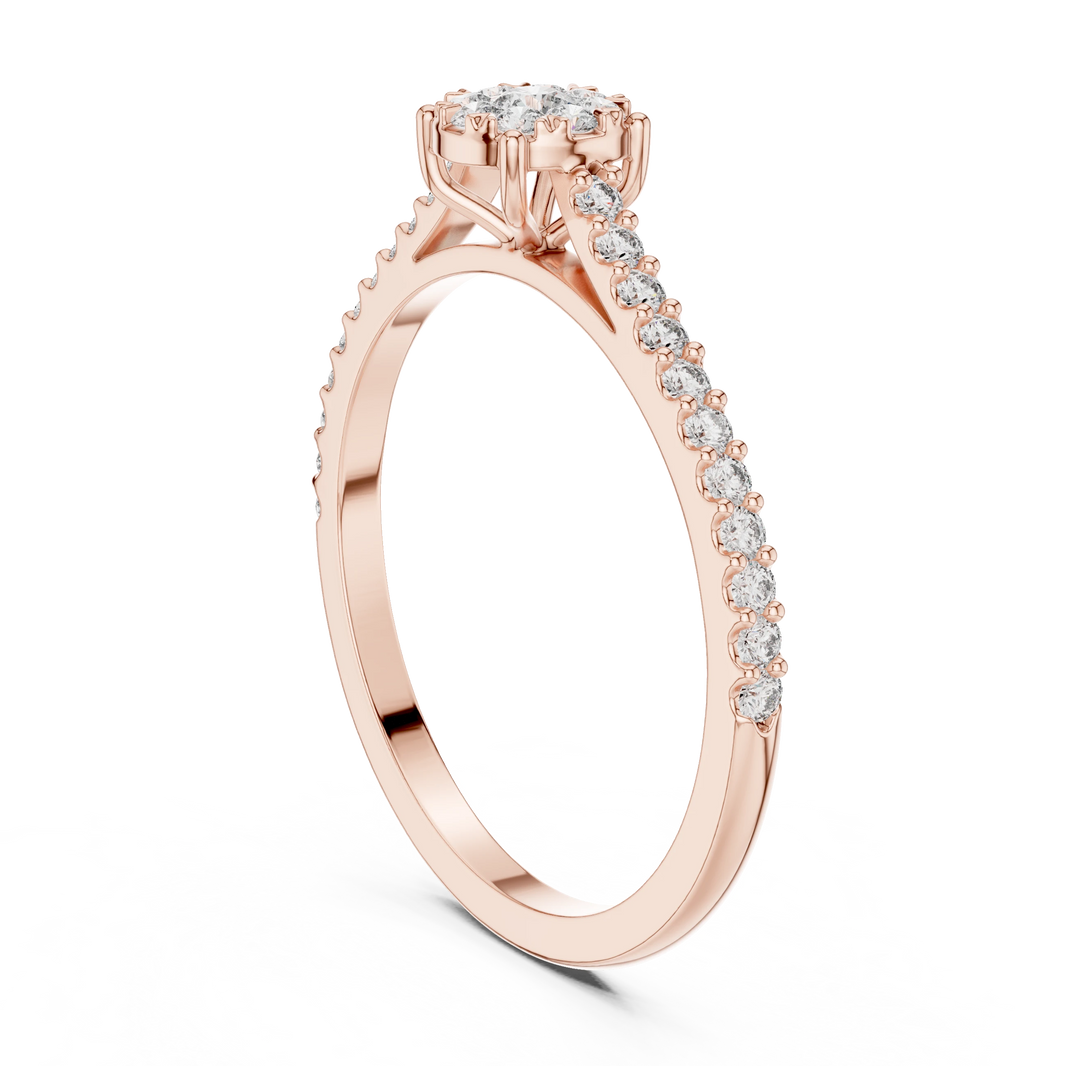 Petite Cluster Pavé Moissanite Ring in rose 925 sterling silver, view 1