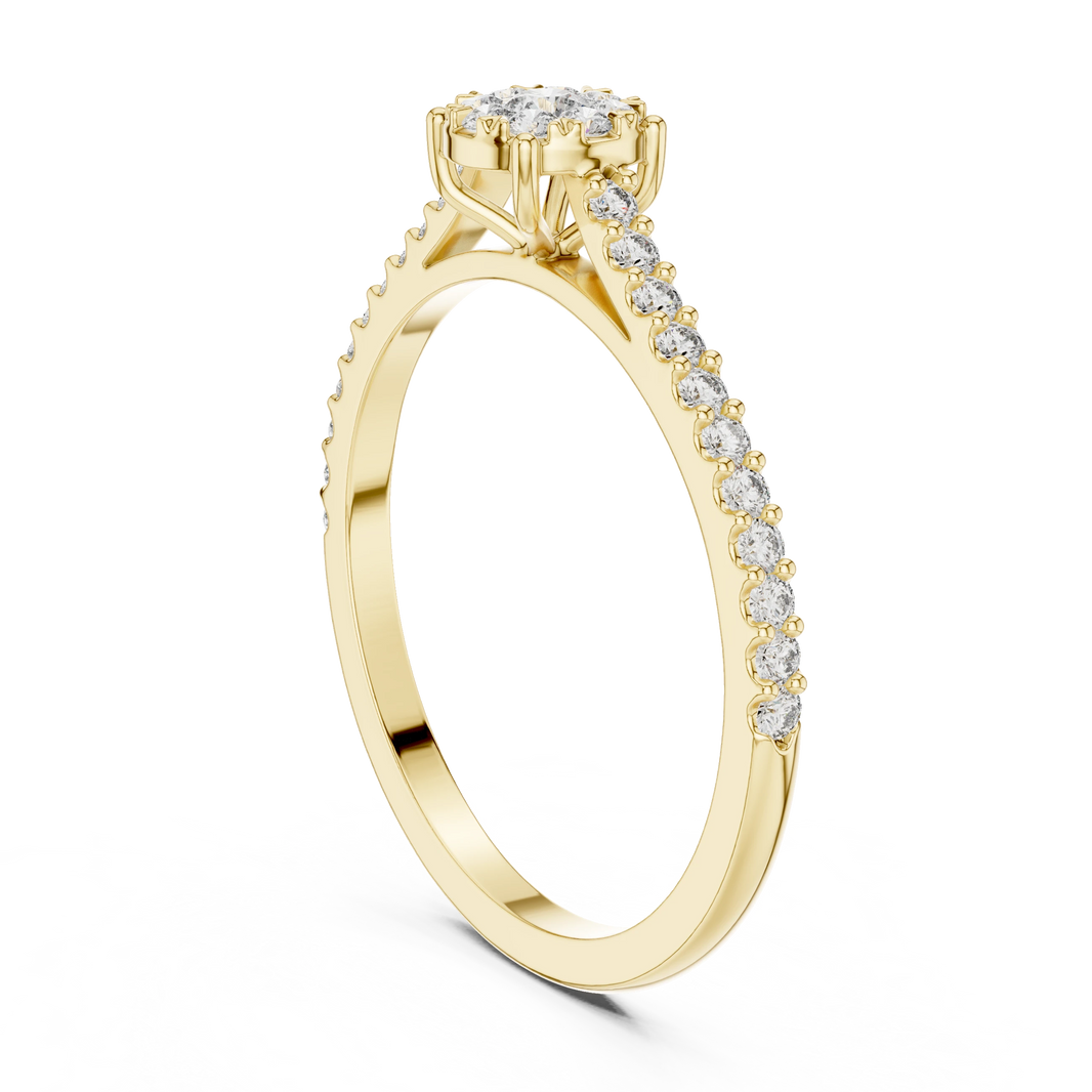 Petite Cluster Pavé Moissanite Ring in yellow 925 sterling silver, view 1