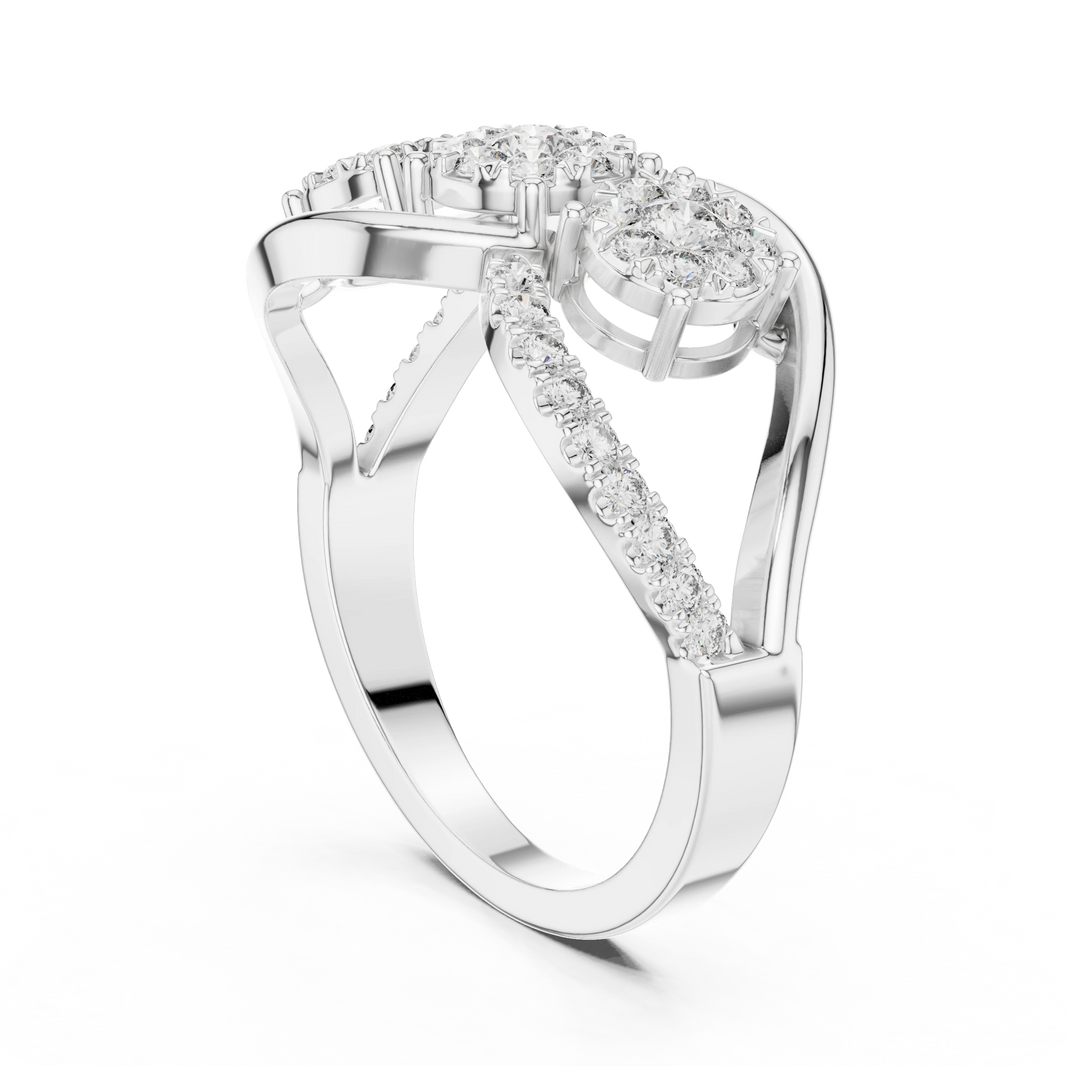 Three Cluster Infinity Loop Moissanite Ring in white 925 sterling silver, view 1