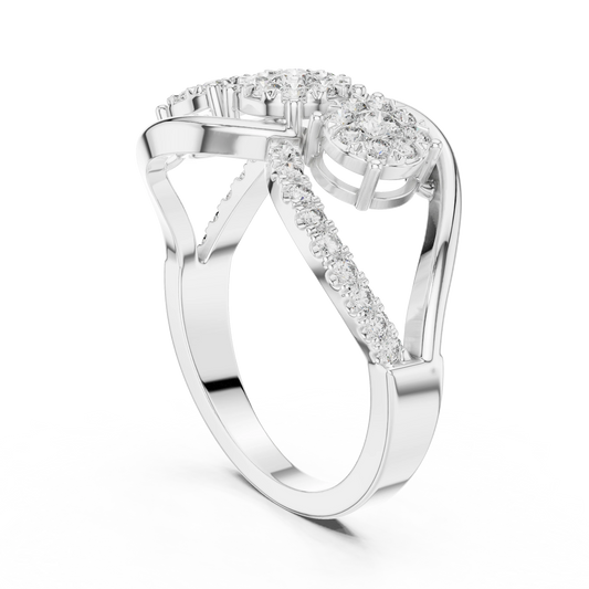Three Cluster Infinity Loop Moissanite Ring in white 925 sterling silver, view 1