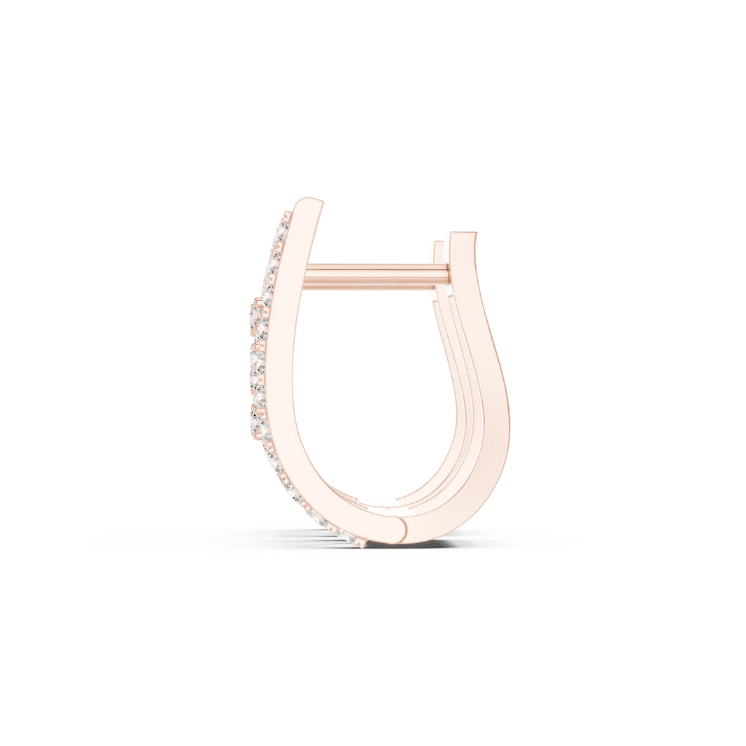 Diagonal Bar Openwork Pavé Moissanite Huggie Earrings in rose 925 sterling silver, view 3
