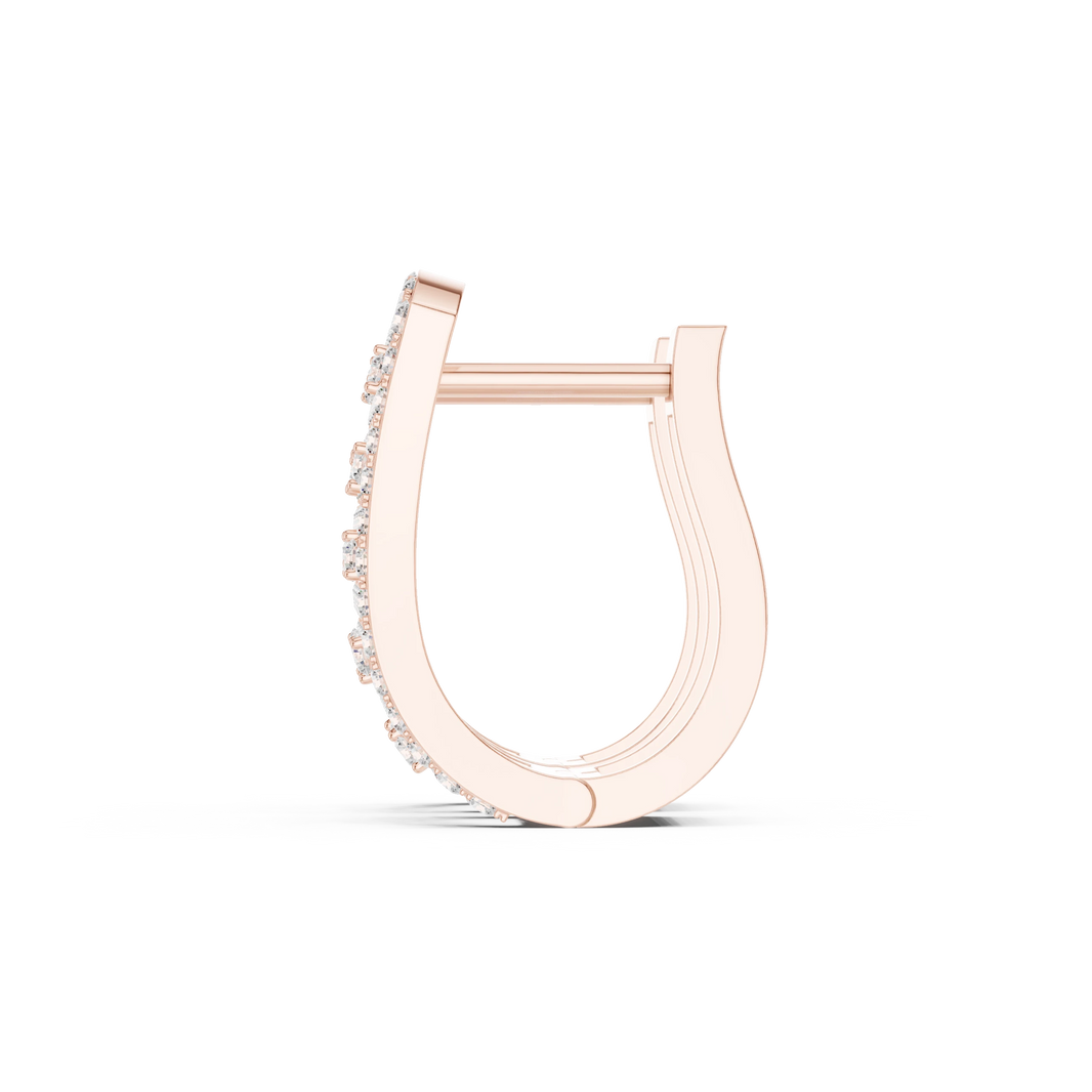 Arched Pavé Frame Zigzag Moissanite Huggie Earrings in rose 925 sterling silver, view 3