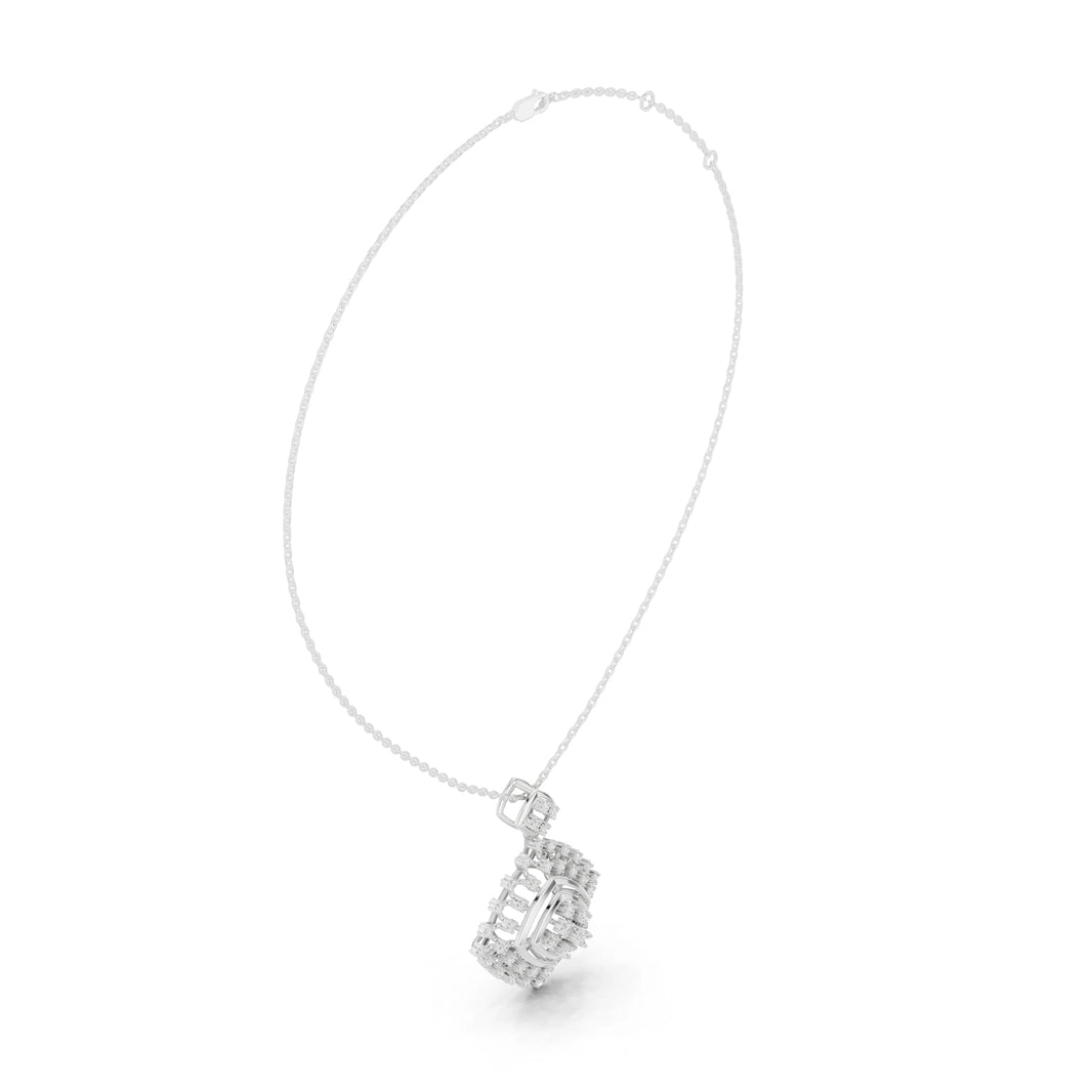 Rhombus Sunburst Cluster Moissanite Pendant in white 925 sterling silver, view 1