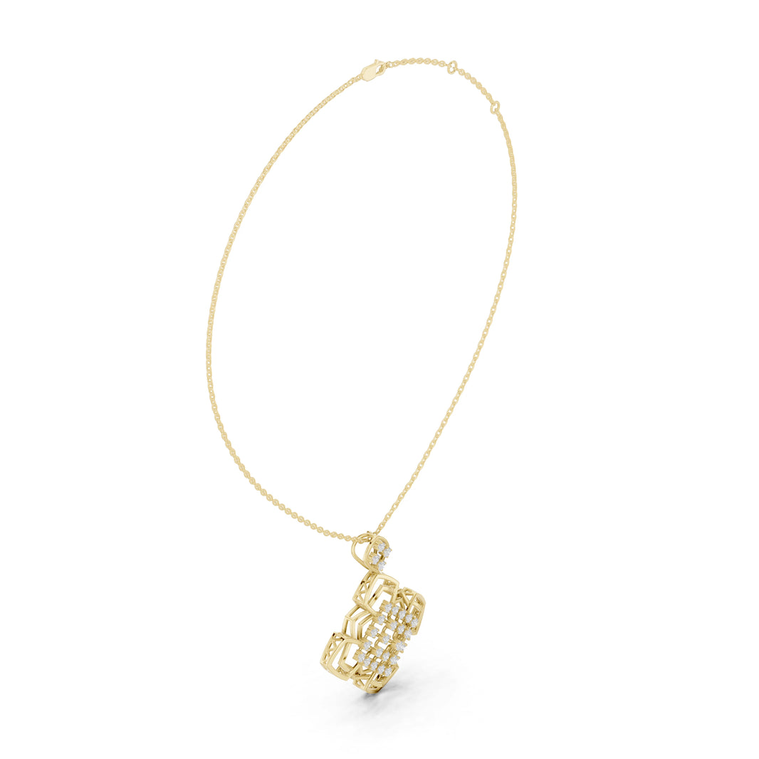 Quatrefoil Lattice Openwork Moissanite Pendant in yellow 925 sterling silver, view 1