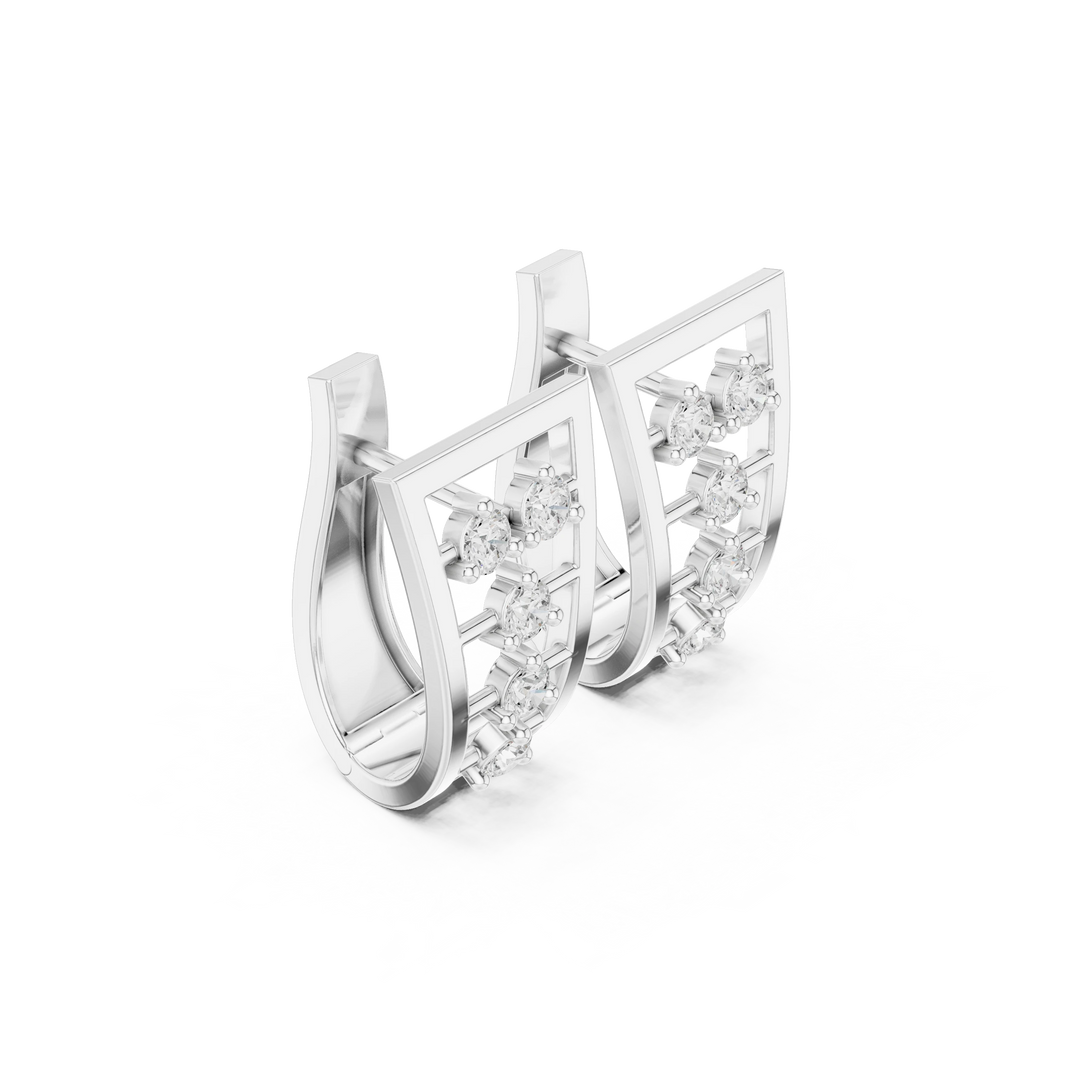 Tapered Ladder Five Stone Moissanite Huggie Earrings in white 925 sterling silver, view 1