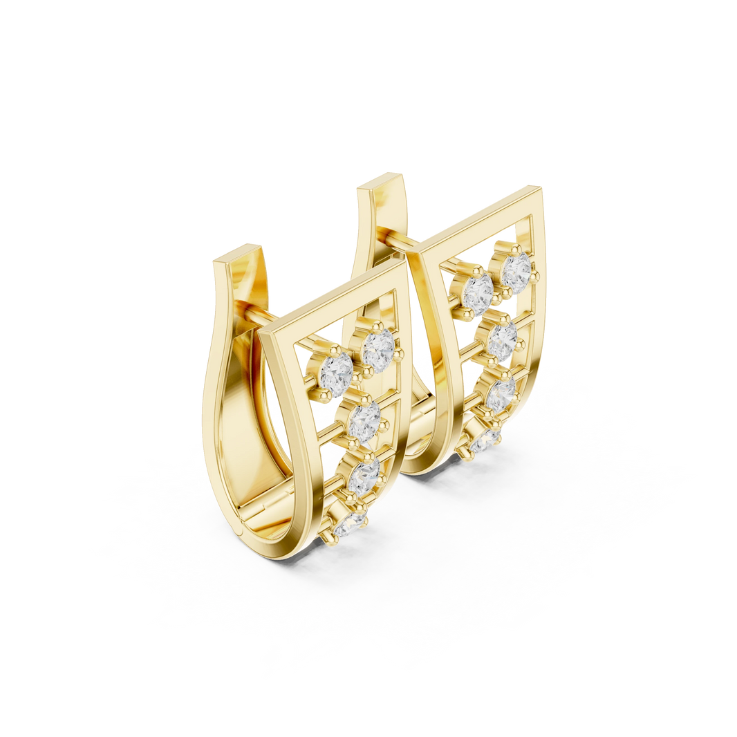 Tapered Ladder Five Stone Moissanite Huggie Earrings in yellow 925 sterling silver, view 1