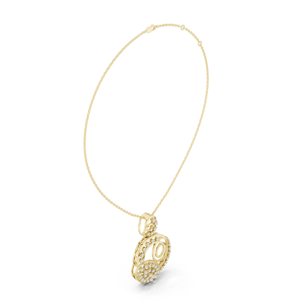 Overlapping Circles Swirl Moissanite Pendant in yellow 925 sterling silver, view 1