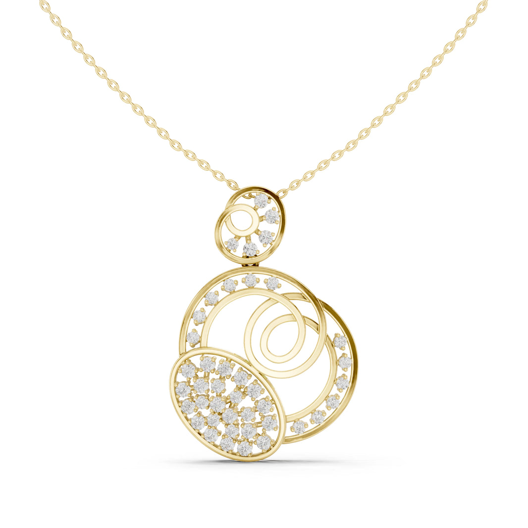 Overlapping Circles Swirl Moissanite Pendant in yellow 925 sterling silver, view 4